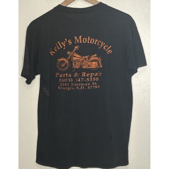 VTG JERZEES Sturgis S.D. T-Shirt Large Distressed USA Kelly's Motorcycle Repair - Picture 8 of 8